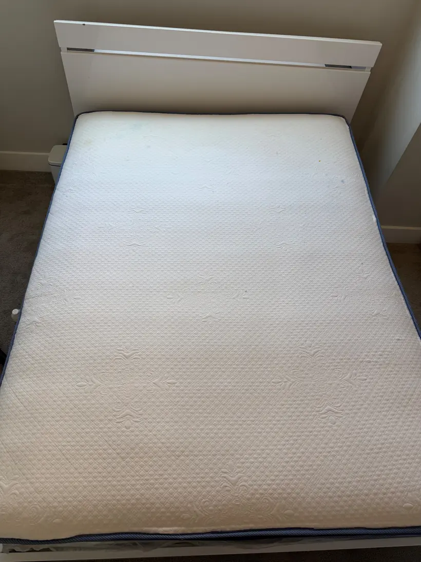The same mattress after enzyme treatment and hot water extraction, stains and urine odour removed, Buckhead Atlanta GA